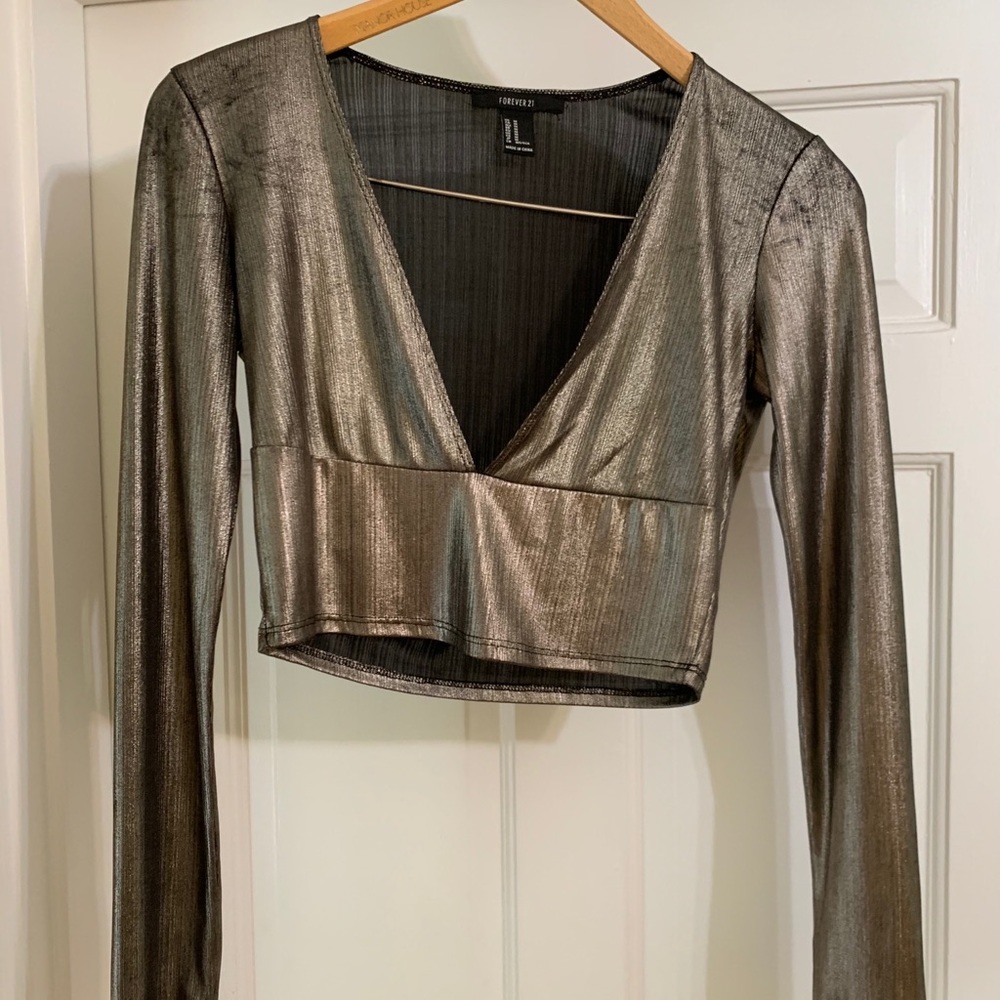 Forever 21 Metallic Crop Top